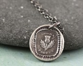 Wax Seal Necklace Scottish Thistle Sterling Silver Dinna Forget Handmade