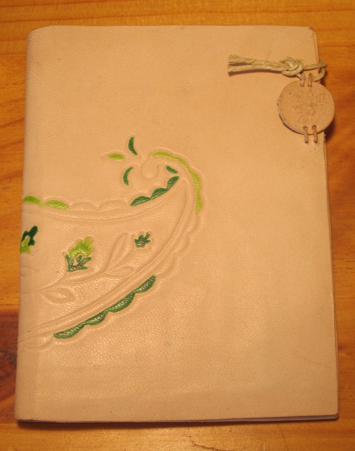 Green Paisley Hand Stitched Leather Embossed Journal