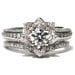 Wedding SET - Gorgeous UNIQUE Flower Rose Diamond Engagement Ring and Wedding band set - 2.85 carats - 14K white gold - custom made - fL01-S