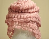Super Sale - Handmade Shawl - Pink Mohair Hittite Shawl - READY TO SHIP