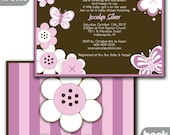 12 Butterfly Double Sided Baby Shower Invitations OR Digital File