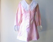 vintage 60's lovely cotton candy pink cotton voile mini dress in daisy flowers