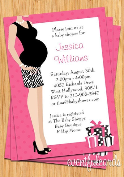 Pink Tummy Baby Shower Invitation - Print Yourself