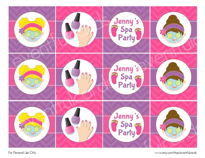 Spa Birthday Party Circles Cupcake Topper by eventfulcards