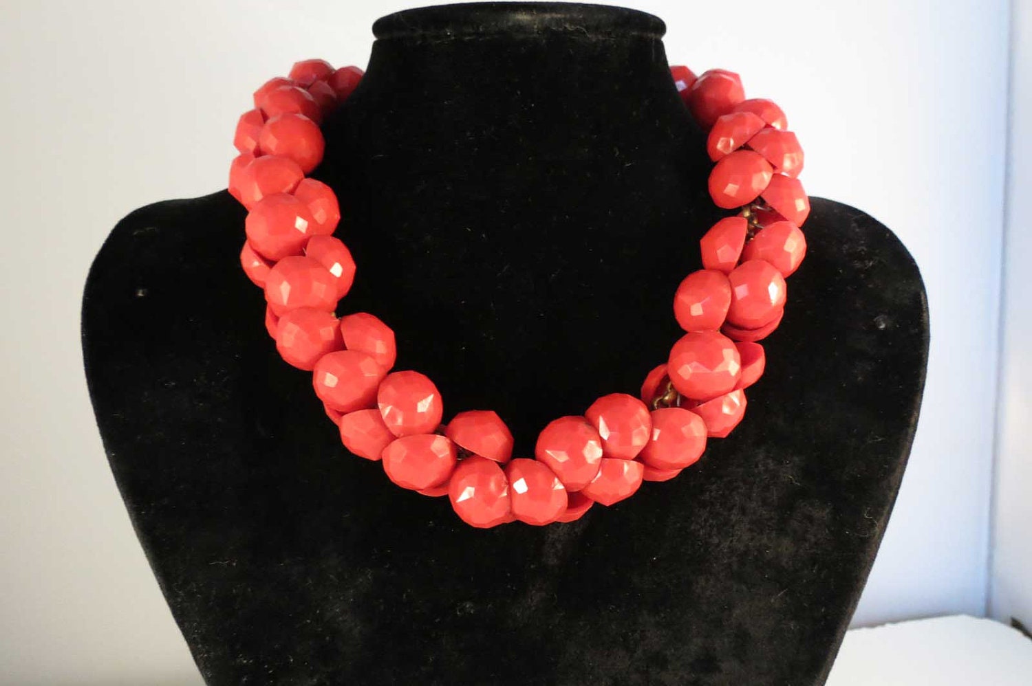 Chunky RED Vintage Celluloid Necklace