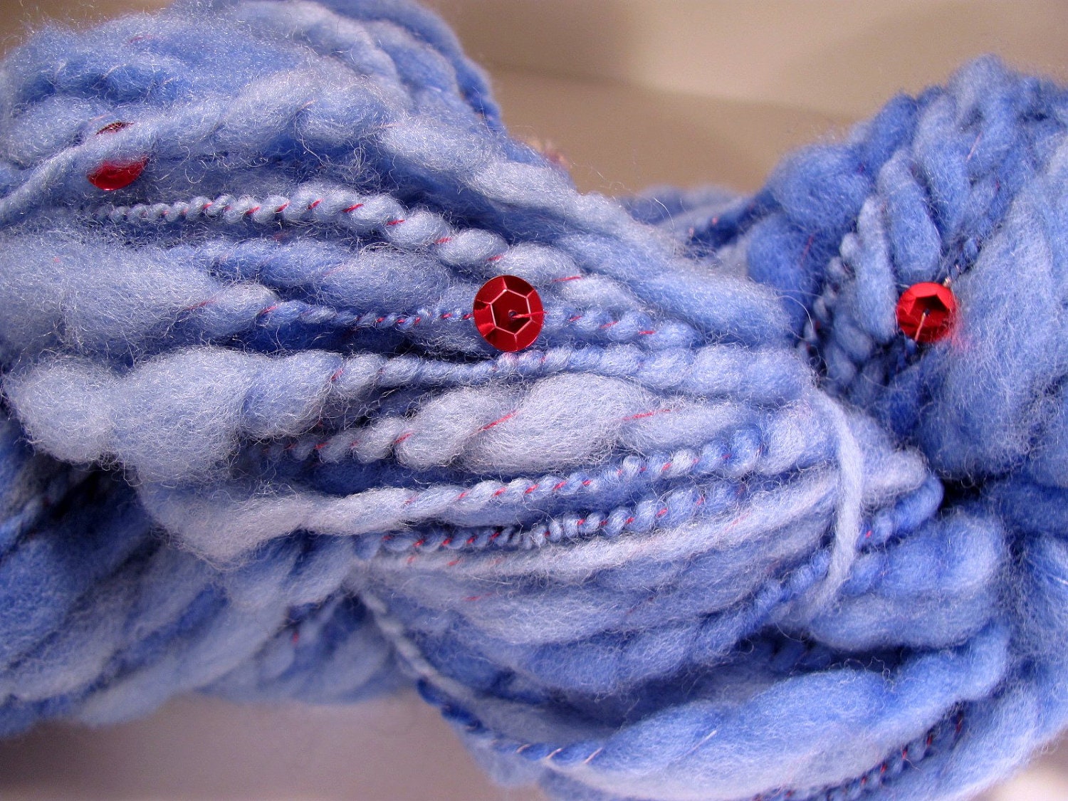 Blue Xmas Sequined Handspun Thick & Thin 78yrds