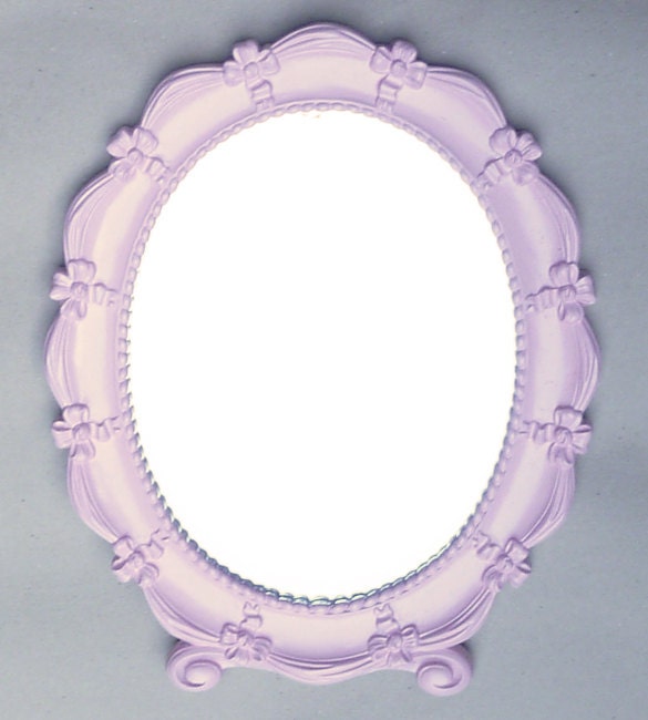 PRETTY in .PINK Vintage SYROCO Mirror . . . Pink, White, Black . .  .Wall or Table Mirror