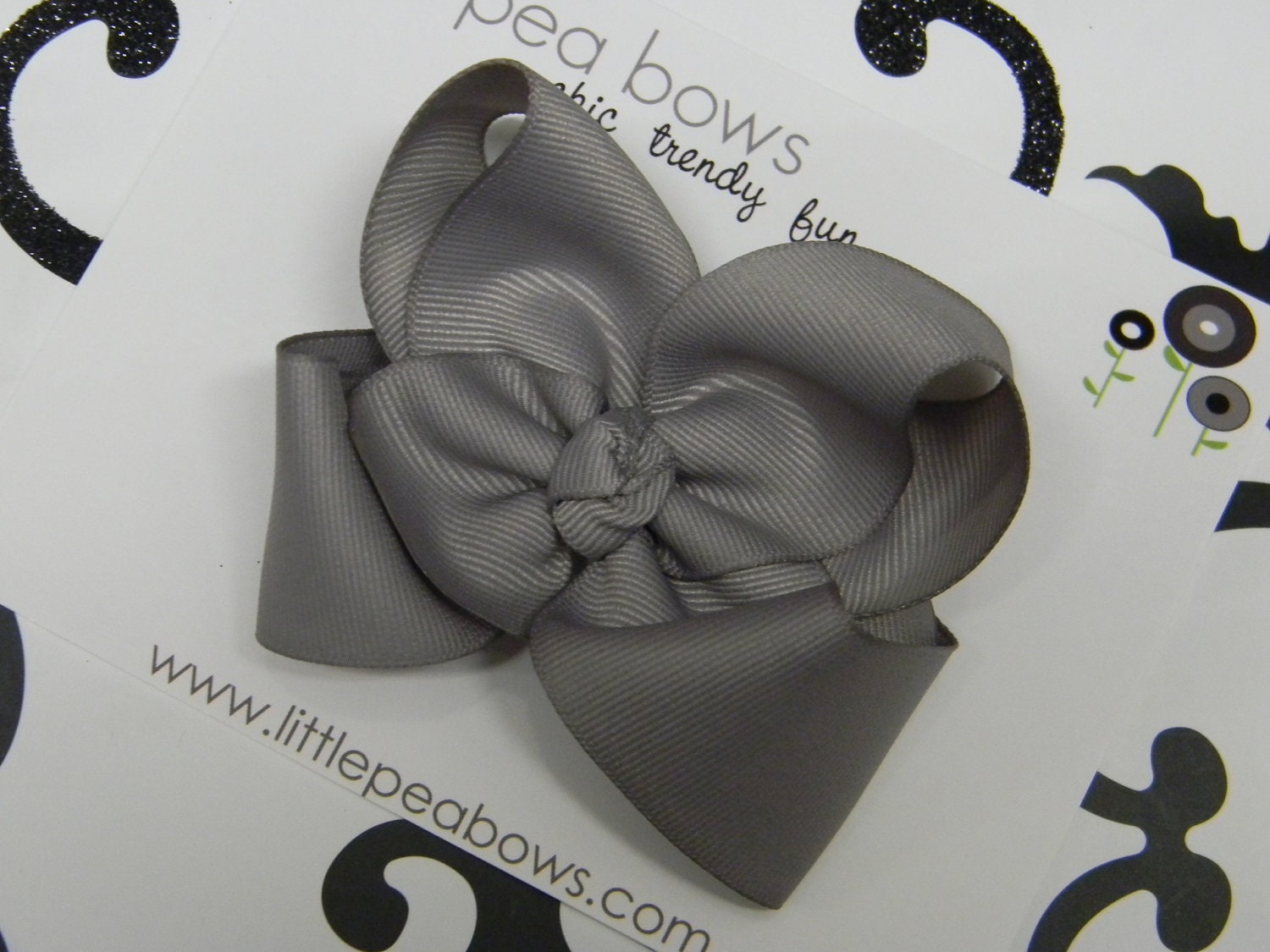 LPB - Large Boutique Twisted Bow - GRAY GREY