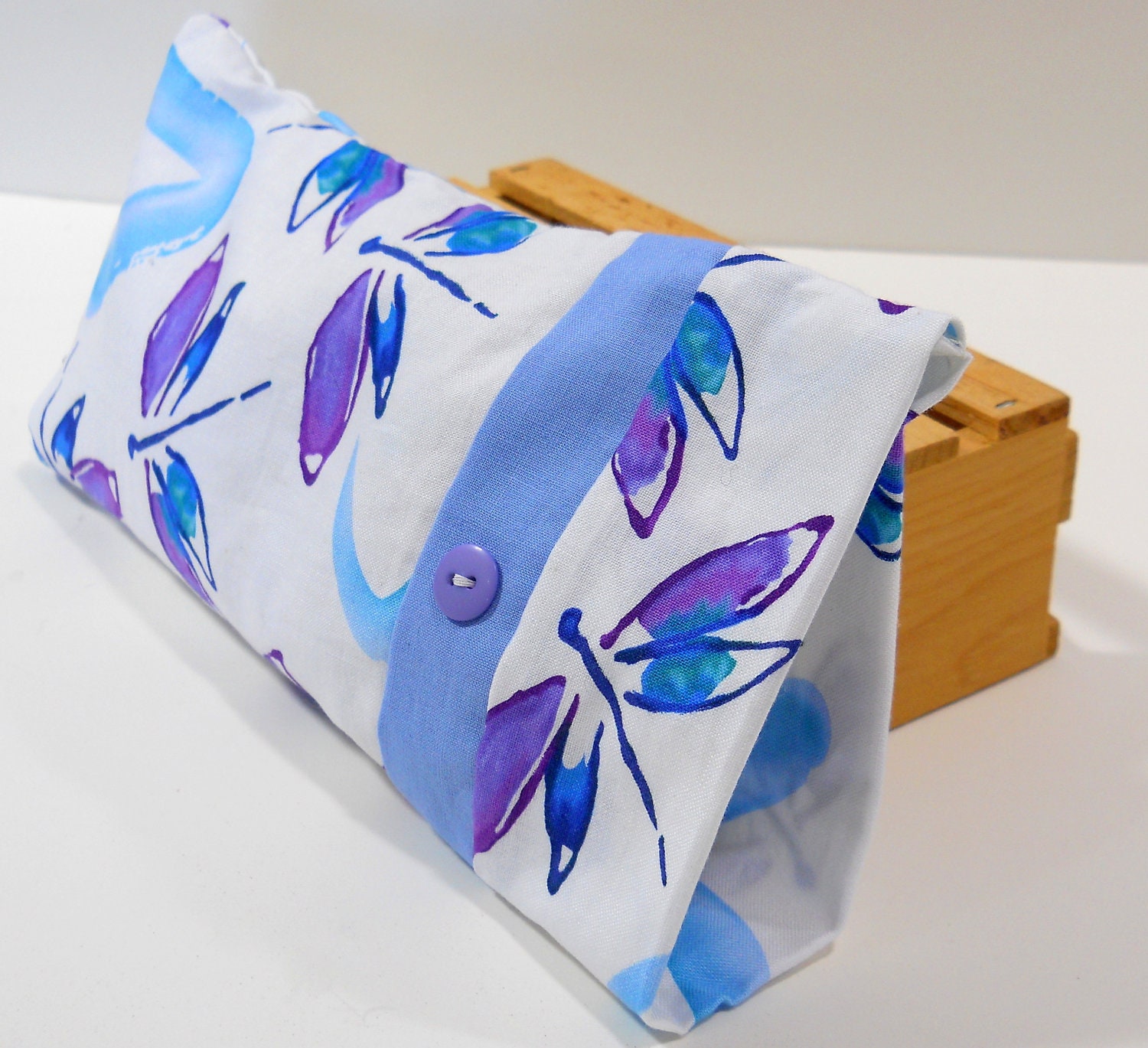 Discontinued Design Sale - EYE PILLOW with Choice of Blend and Removable Cover - Dragonfly in Baby Blue Hues