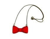 red bow necklace - wooden bow - wood jewelry - wooden pendant