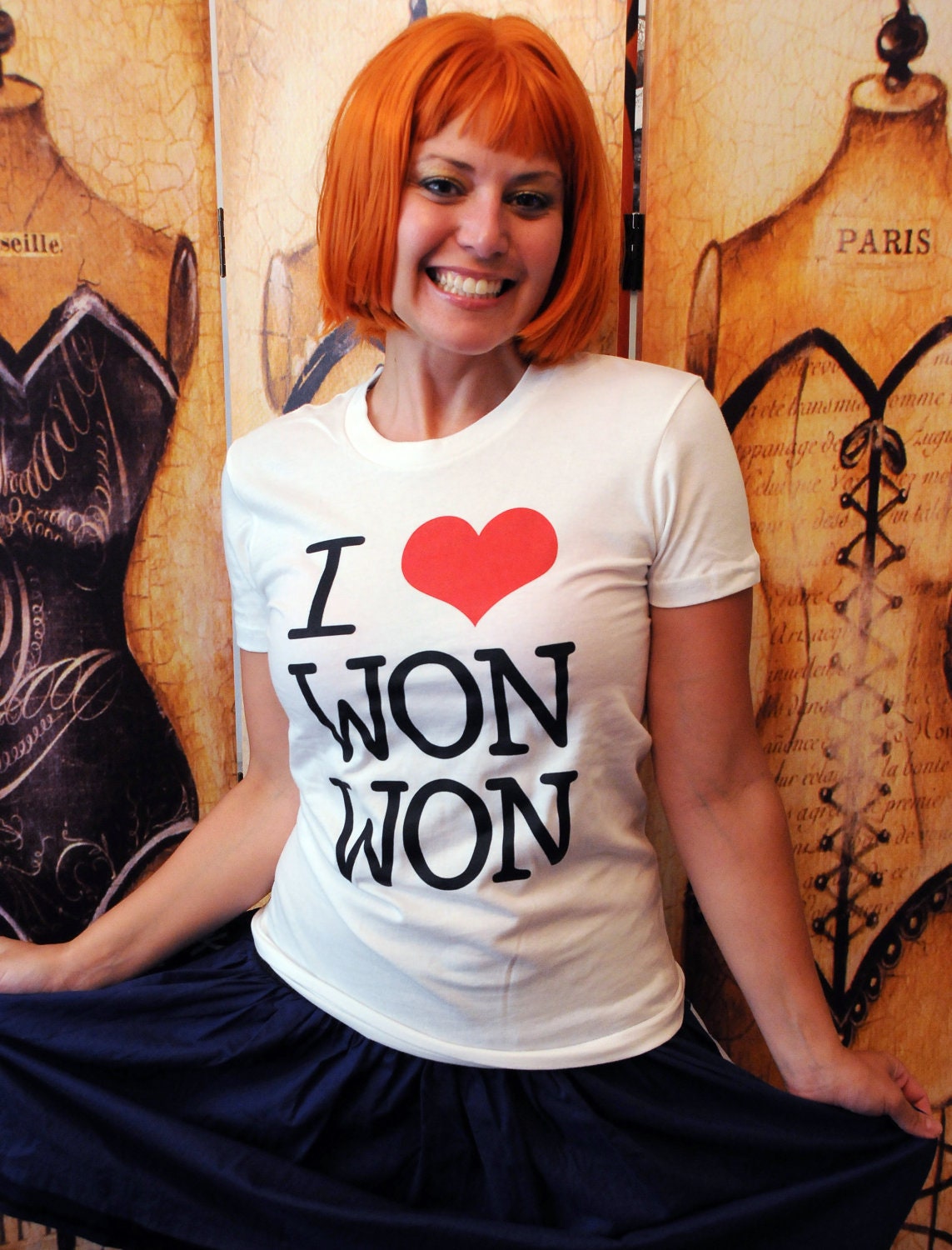 I (heart) WON WON, American Apparel women's fitted SMALL
