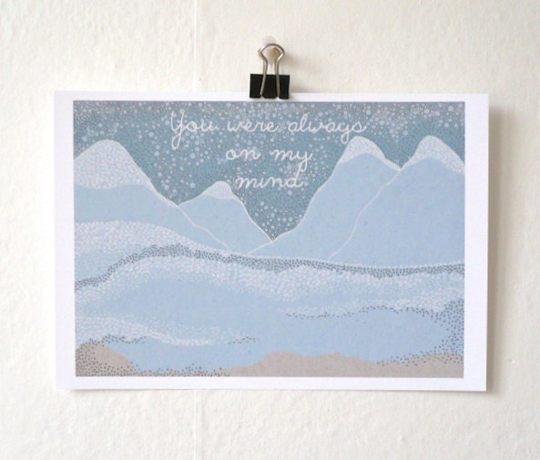 Blue Ridge Mountains/ You Were Always On My Mind/ Nostalgic Illustration Art Print A5