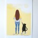 Sunday Morning Walk 2 - Black Cat Print, Mother And Cat 6x8'