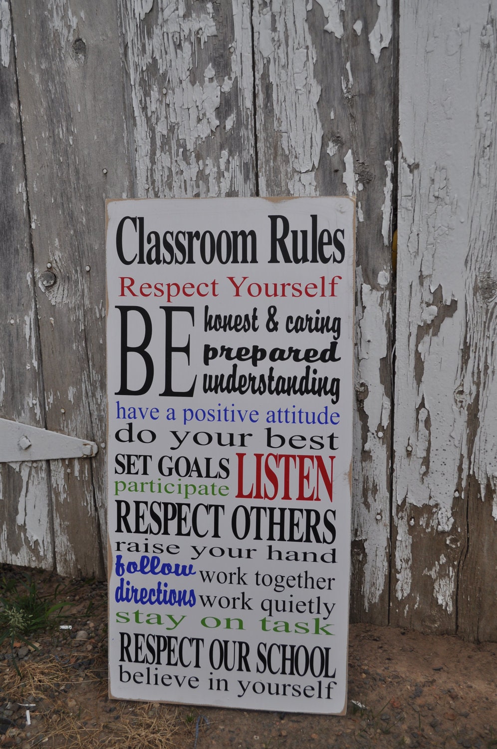 Classroom Rules-Typography Wood Sign - noelinteriors