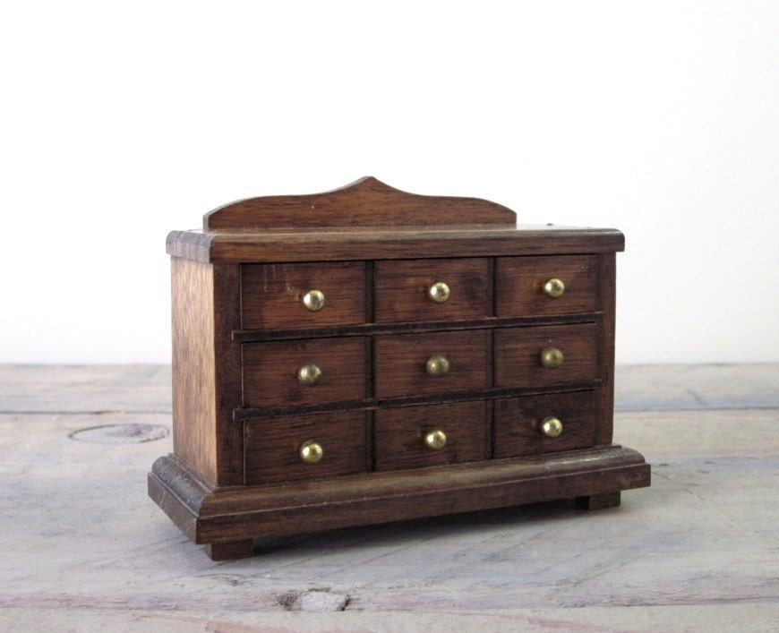 Vintage Wood Doll House Furniture Dresser Chest of Drawers