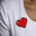 8 Bit Heart Brooch, Pixel Heart, Red