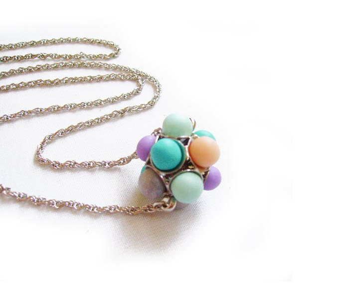 Bubble Meteorite Necklace in Pastel Mint, Peach, Teal, Grey, Purple - Big Bang Theory Inspired Handmade Polymer Clay Necklace