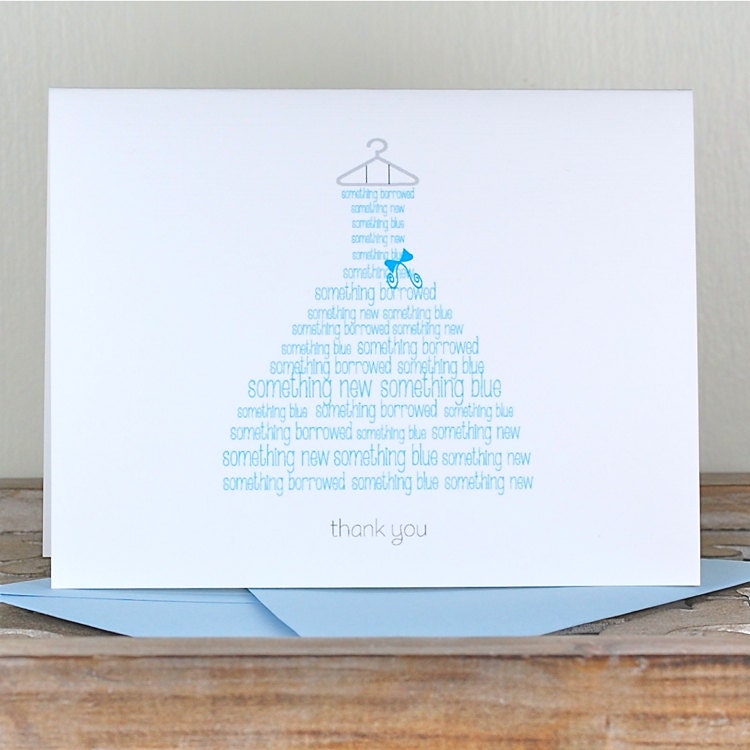 Bridal Shower Thank You Cards / Thank You Cards / Bridal Shower - Something Borrowed, Something Blue