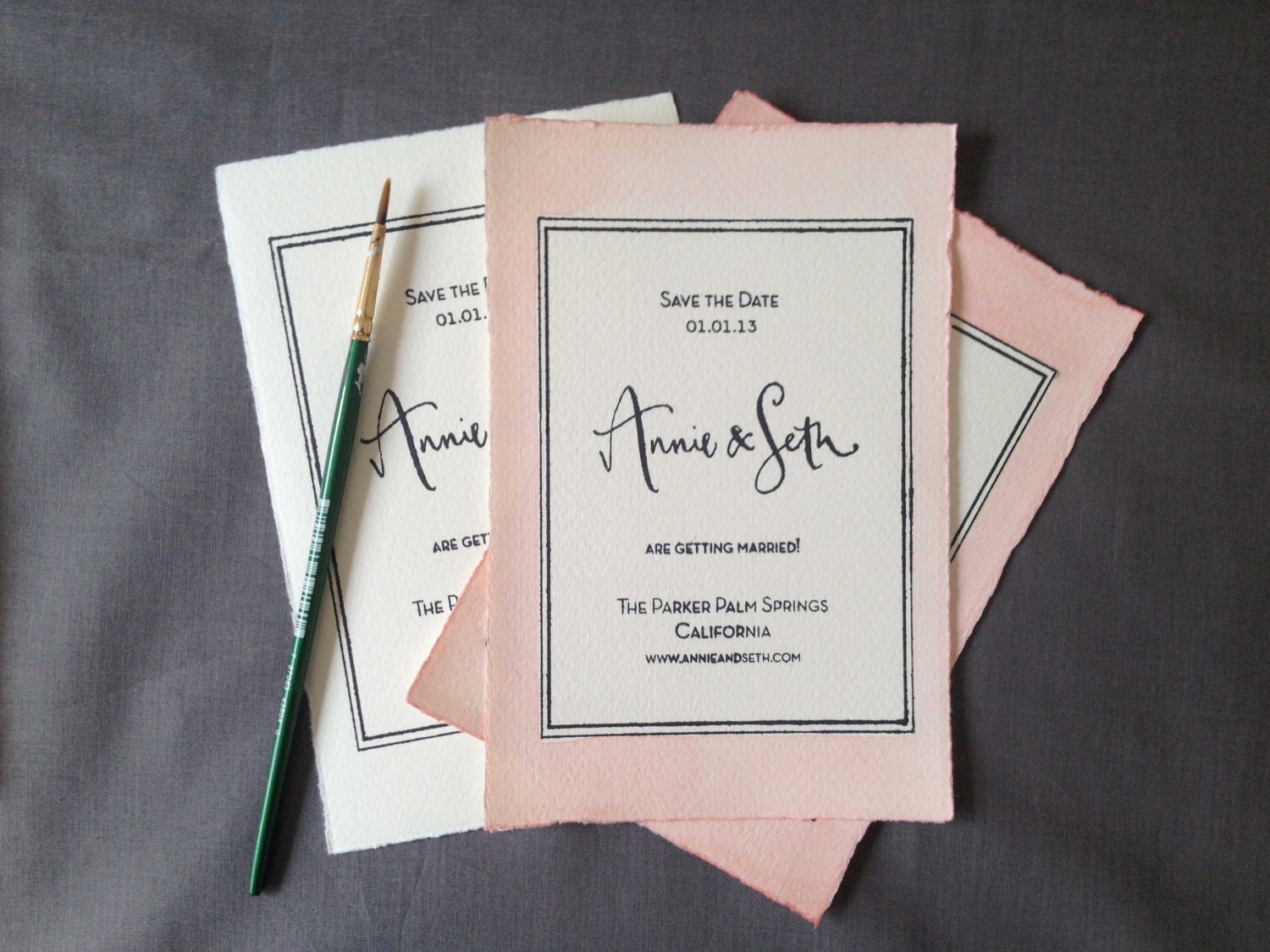 Calligraphy Save The Date Stamp with type