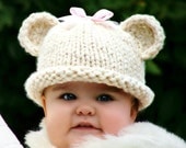 Baby Girl Clothes - Baby Knit Hat - Newborn Girl - Knitted Hat - Teddy Bear Hat - Infant -  0-48mo