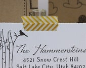 Custom Return Address Stamp - Eco Mount - Birch and Bird