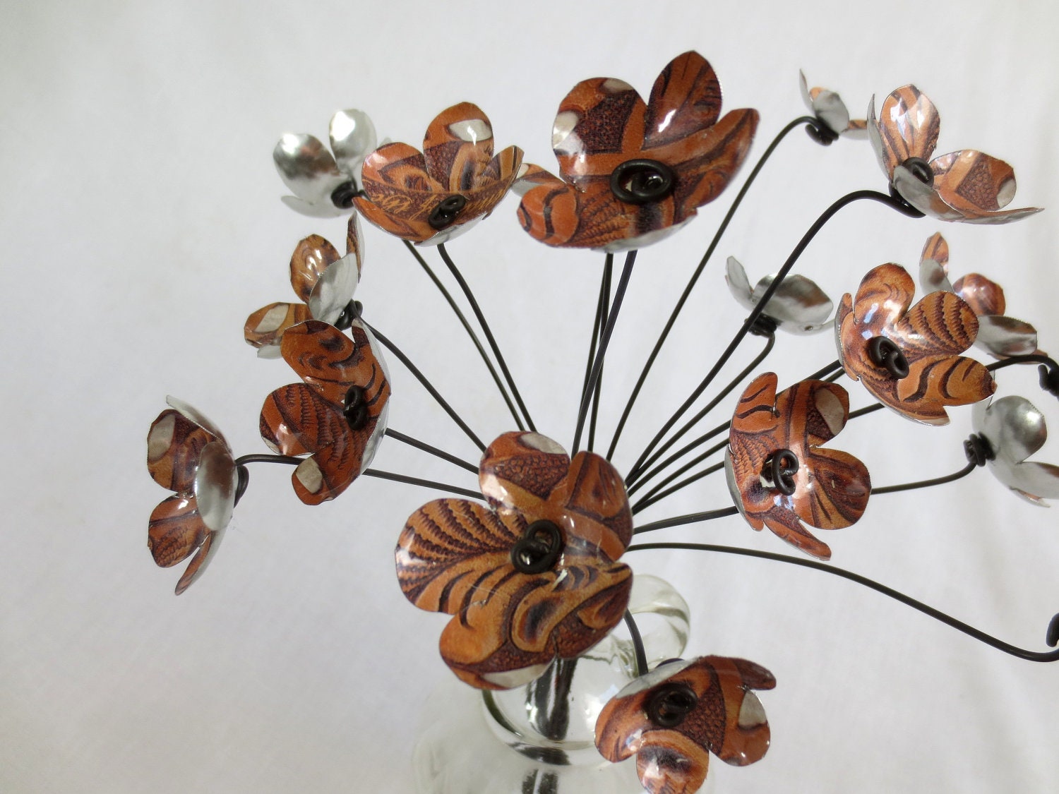 Unique Western Bouquet of One Dozen Forever Blooming Flowers Repurposed Art