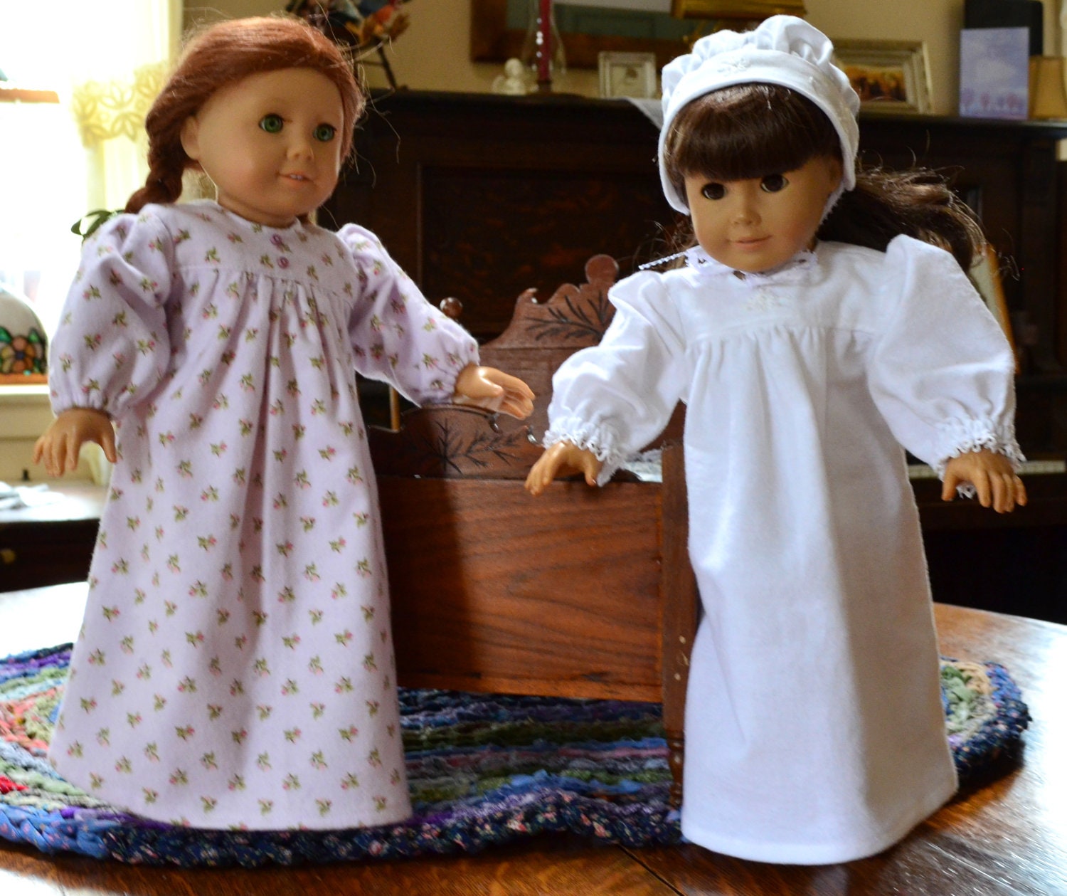 Floral Print Flannel Doll Nightgown -Ready to Ship