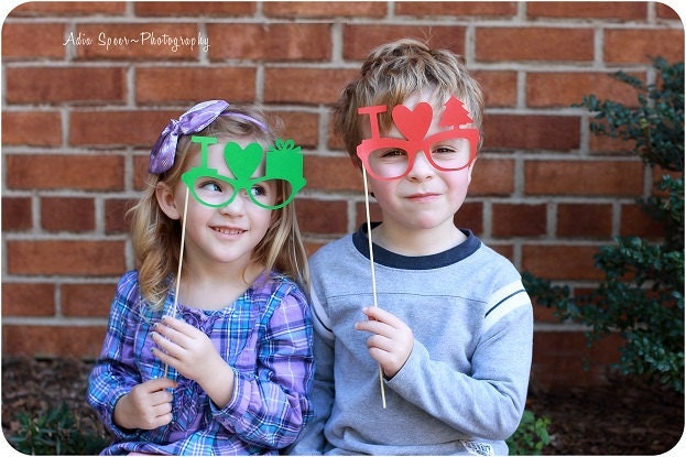 Christmas Photo Booth Props - Holiday Glasses Set Christmas PhotoBooth Props Christmas Party Supplies Prop Holiday Decoration Family Photo
