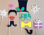 Holiday Photo Booth Props - Set Of 11 Christmas Photo Prop Party Decorations Holiday PhotoBooth Props Christmas Party Decorations Photo Prop