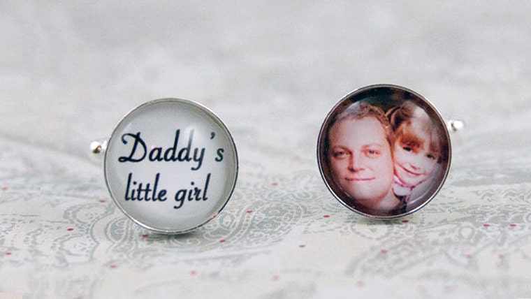 Daddy's Little Girl Custom Photo Cufflinks, Wedding, Father of the Bride