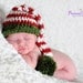 Crochet Baby Boy Girl Christmas Santa's Little Helper Stocking Cap, Newborn 0-3M 3-6M Custom Made Holiday Pom Elf Hat Photo Photography Prop