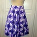 Purple geometric 60's print, 50's style, full, knee length skirt size 10