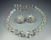 Vintage Laguna Crystal Necklace Earrings Set