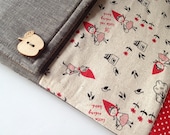 Little red riding hood - Padded iPad Linen Pouch (Magnetic snap closure)
