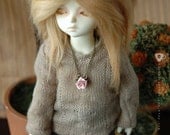 YoSD BJD Doll Necklace - Pink Rose - Handmade Rose - Made To Order