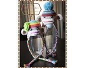 Sock Monkey Hat Crochet Pattern - SEDRIC & SADIE - 129