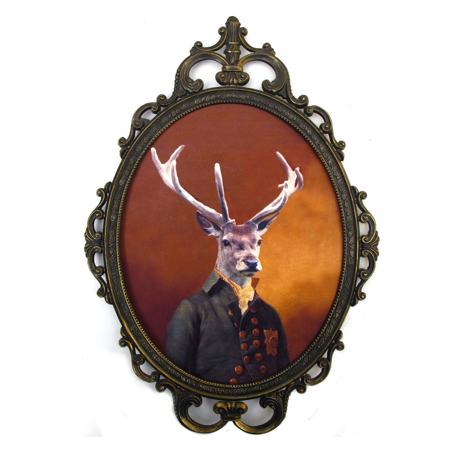 Charles van Dulce, 8th Duke of Elces  -  Ornate Vintage Metal Frame, Domed Glass