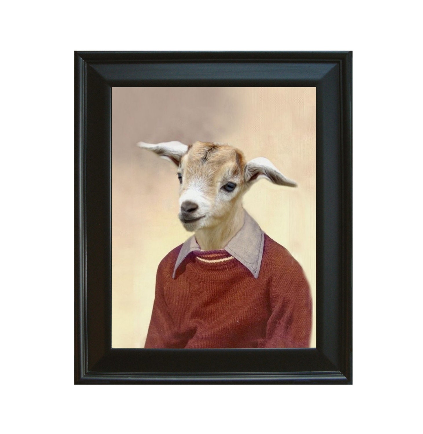 Billy the Goat, School Portrait -  Framed Print 14.4" X 17.4"