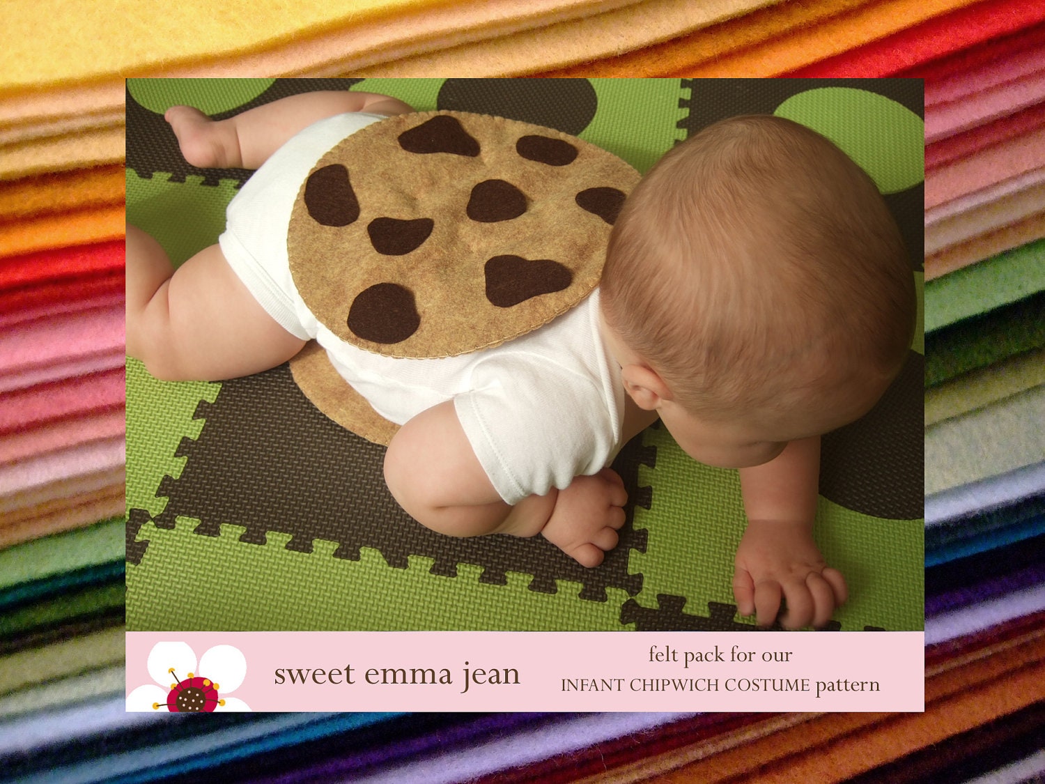 DIY Felt Chocolate Chip Cookie Chipwich Infant Halloween Costume Felt Pack - All the felt you need - Pattern included