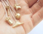 INFANCIA Pendants in BRASS - Le Petit Prince inspired, fox, baobab, boa, rose, asteroid, 18" curb chain, delicate necklace, little prince