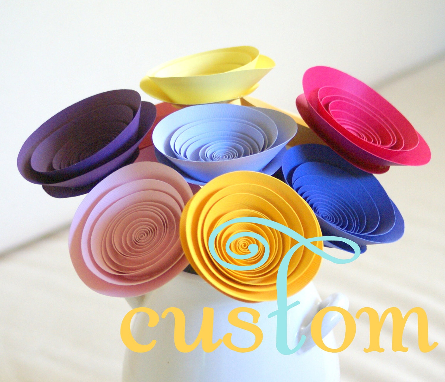 Custom Order for Jennie, 18 Paper Flowers in Greys and Purples