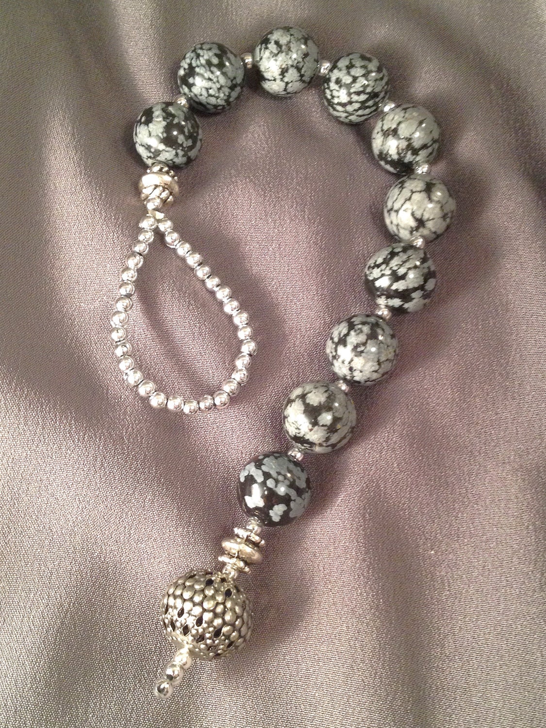 Snowflake Obsidian Gratitude Meditation Beads
