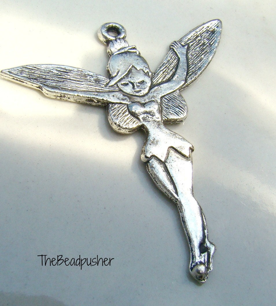 50x45mm Large Tinkerbell Antique Silver Plated Charm 1pcs