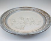 Stoneware Platter with Floral Imprints