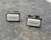Apple Home Key Cuff Links in white- Sterling Silver Plated Recycled MAC Power Button