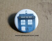 Tardis Blue Police Box Time Travel Doctor Who - Pinback Button Badge