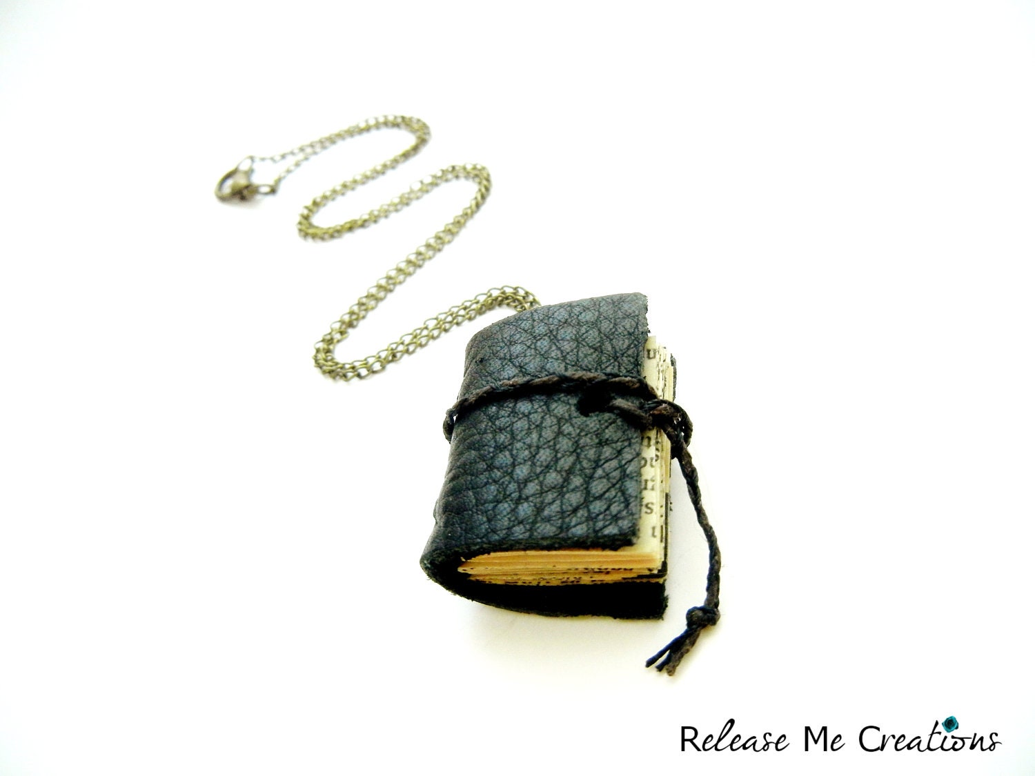 Little Leather Journal Necklace Tiny Book