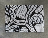 Zentangle, drawing illustration ACEO Freaky tree - 327 pen and Ink WatercolorsNmore