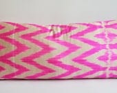 Sukan / Bolster Pillows, Body Pillows, Handwoven Original Back-Front Zigzag Silk ikat Pillow Cover - ivory, beige, pink