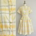 50s dress / 1950s vintage dress / 50s Orange Peel plaid cotton dress